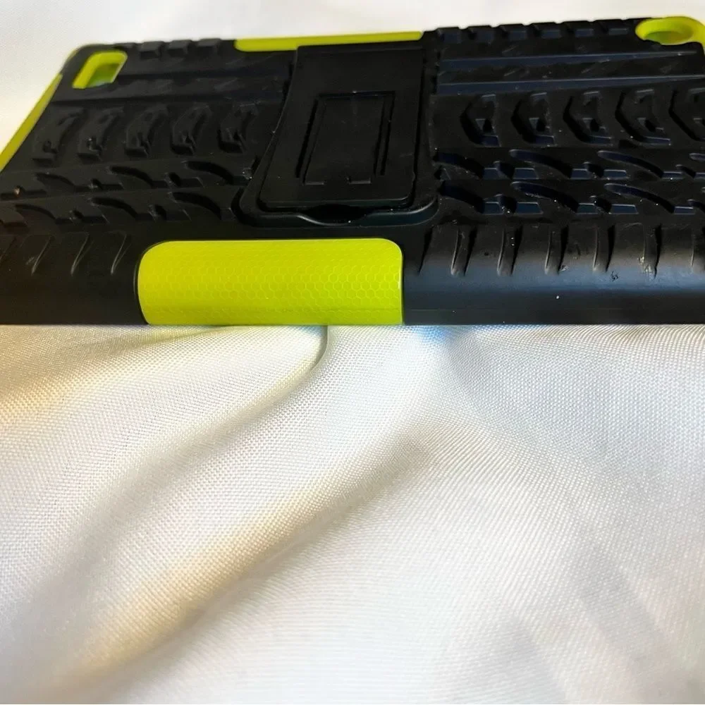 Rugged Black & Lime Green Tablet Case with Kickstand #87